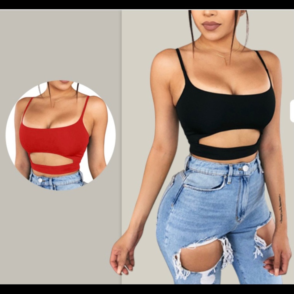 COPY - Sexy Slim Fit Spaghetti Strap Cut Out Crop Top